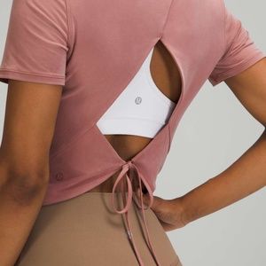 NWT Lululemon Open Tie Back Tee in Spiced Chai